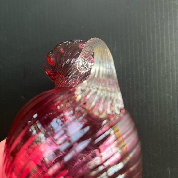 MINI CRANBERRY SWIRL PITCHER WITH CLEAR APPLIED HANDLE VTG MINIMALISM DECOR - Picture 2 of 14